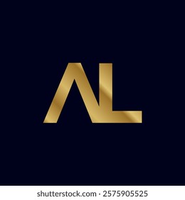 Gold Letter A L Initial Logo Template