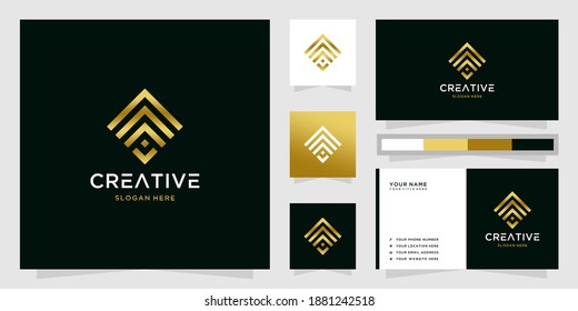 Gold letter a logo and business card