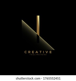 I Gold Letter Logo Design with Creative Paper Cut