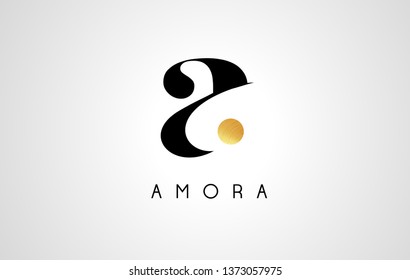 Gold Letter A Logo. A Letter Design Vector with Golden Colors and Bubbles.