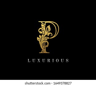 Gold Letter A Logo. A Letter Design Vector with Golden Colors and Floral Hand Drawn.