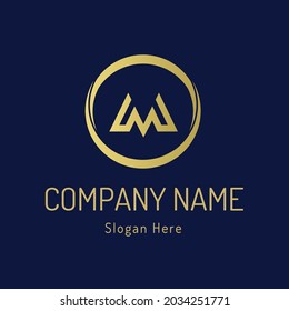 letra dorada m círculo para la compañía del logotipo