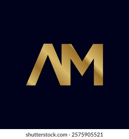 Gold Letter A M Initial Logo Template