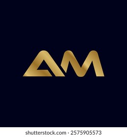 Gold Letter A M Initial Logo Template