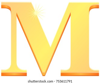 Gold letter M vector icon