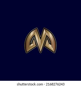 ilustración vectorial M de letra dorada para icono, símbolo o logotipo. adecuado para negocios o letra de logotipo m