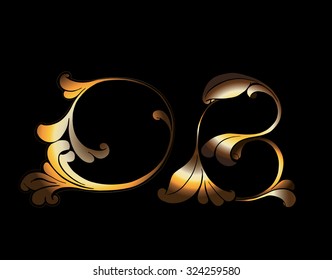 gold letter, monogram