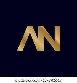 Gold Letter A N Initial Logo Template