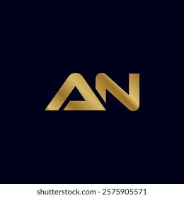 Gold Letter A N Initial Logo Template