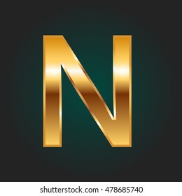 Gold letter N - vector