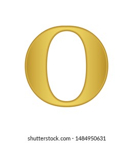 Gold letter O. Golden alphabet.  Beautiful capital letters.