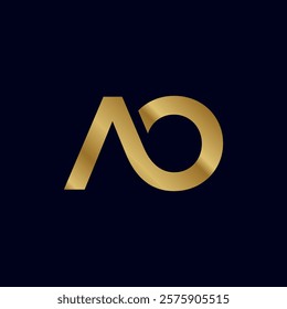 Gold Letter A O Initial Logo Template