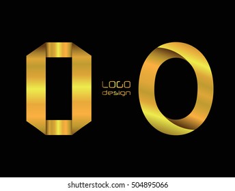 Gold letter O.Alphabet logotype.Luxury logo design.Vector illustration.