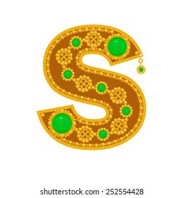 Gold letter on white background