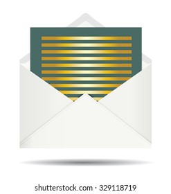 Gold Letter and Opened White Envelope