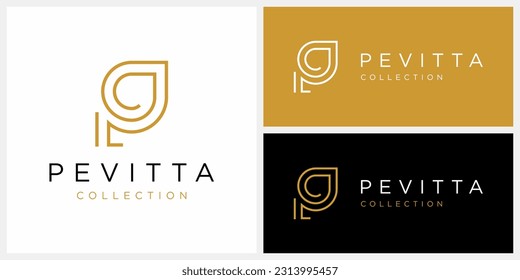 Gold Letter P Initial Leaf Boutique Collection Logo design. Icon symbol vector EPS 10.