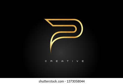 Gold Letter P Logo. P Letter Design Vector with Golden Colors and Bubbles.