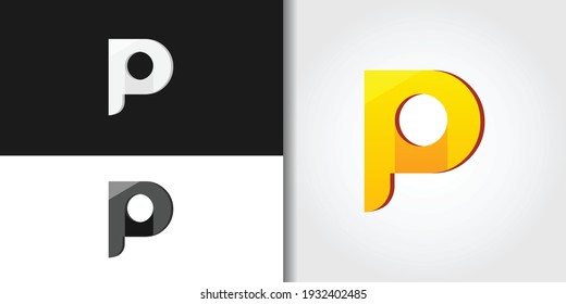 letra dorada p conjunto de logotipos conjunto de ideas vector