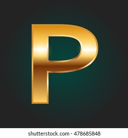 Gold letter P - vector