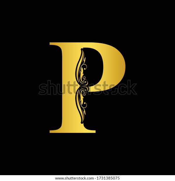 Gold Letter P Vintage Golden Flower Stock Vector (Royalty Free ...