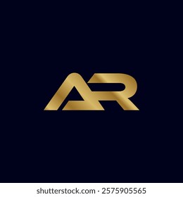 Gold Letter A R Initial Logo Template