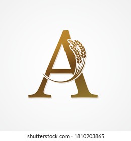 Gold Letter with Rice  for logo design vector.