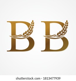 Gold Letter with Rice  for logo design vector.