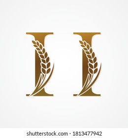 Gold Letter with Rice  for logo design vector.