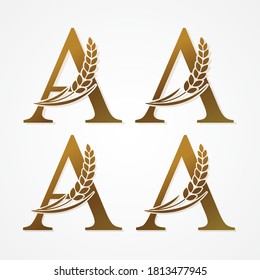 Gold Letter with Rice  for logo design vector.