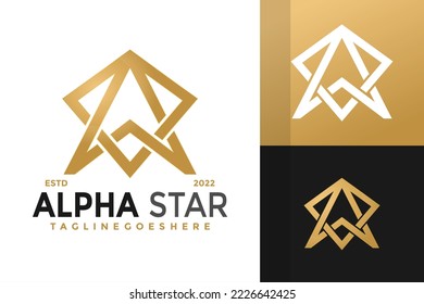 Carta dorada Diseño de logotipo estrella, vectores de identidad de marca, logotipo moderno, plantilla de ilustración vectores de logotipos