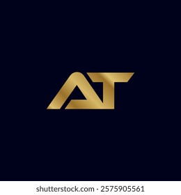 Gold Letter A T Initial Logo Template