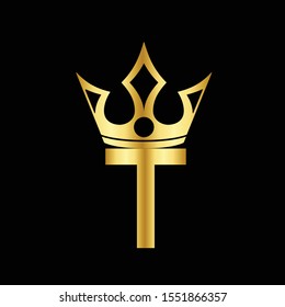 The Gold Letter T Logo. king and queen crown with the logo letter T. Initial Letter T Design Vector Luxury Golden