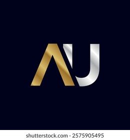 Gold Letter A U Initial Logo Template