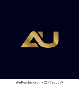 Gold Letter A U Initial Logo Template