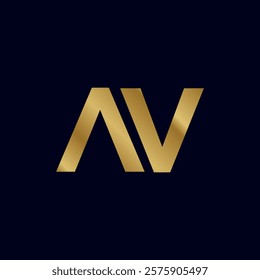 Gold Letter A V Initial Logo Template