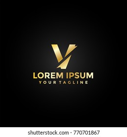 Gold Letter V Logo Vector
