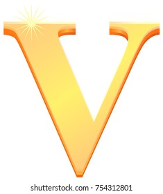 Gold letter V vector icon