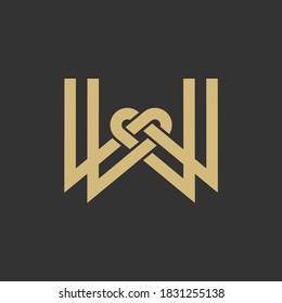 gold letter W icon on black background