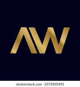 Gold Letter A W Initial Logo Template