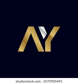 Gold Letter A Y Initial Logo Template