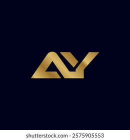 Gold Letter A Y Initial Logo Template