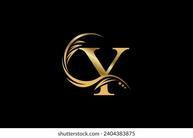 Gold letter Y logo design with beautiful leaf, flower and feather ornaments. initial letter Y. monogram Y flourish. suitable for logos for boutiques, businesses, companies, beauty, offices, spas, etc