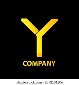 Gold Letter Y Logo. Y Letter Modern Design Vector