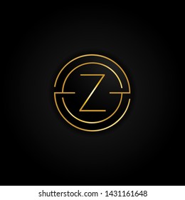 Gold Letter Z Circle Logo Line Modern Elegant Premium Vector