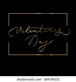 gold lettering Valentines Day vector.