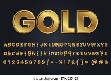 Gold Letters Alphabet Text Effect, Complete Set Of Alphabet Letters And Numbers