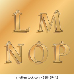 Gold Letters-pendants, vector image, isolated