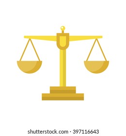 Gold Libra icon. Libra vector illustration. Symbol of femida court and judge. Compare sign. Measurement flat icon. 