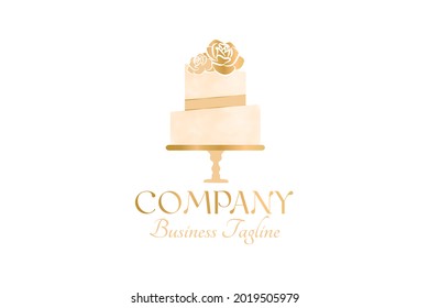 Gold Light Beige Cake Logo Design