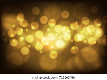 Gold light bokeh night luxury background vector illustration.